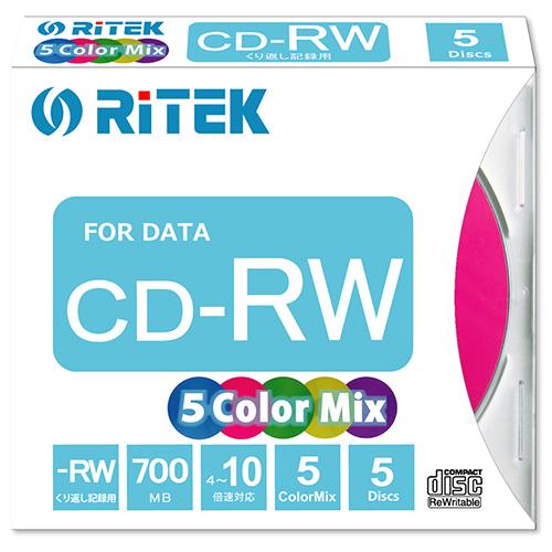 ライテック CD-RW700.MIX5P A データ用 CD-RW 700MB 繰り返し記録 プリンタブル 10倍速 5枚