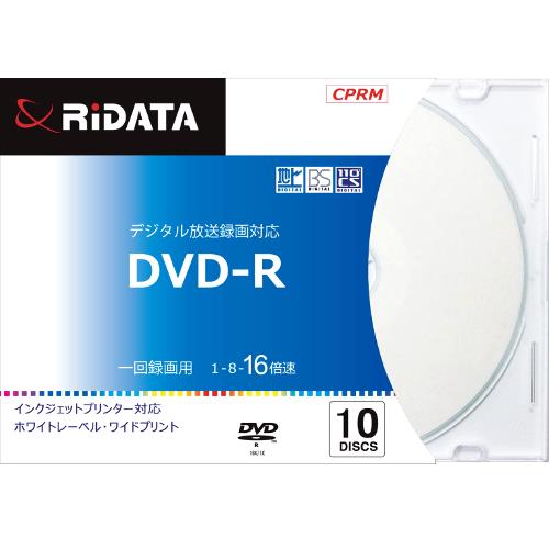 ライテック D-RCP16X.PW10RD SC D 録画･録音用 DVD-R4.7GB 一回(追記) 録画 ﾌﾟﾘﾝﾀﾌﾞﾙ 16倍速 10枚