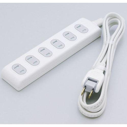 エルパ(ELPA) 扉付タップ 6個口 2m WBT-6020B-W ホワイト