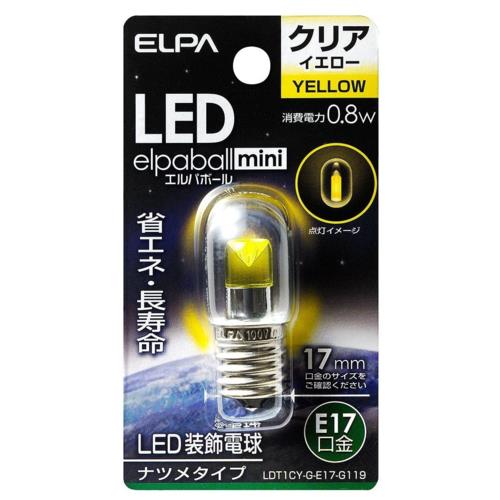 エルパ(ELPA) LDT1CY-G-E17-G119 クリアイエロー LED電球ナツメE17 黄色