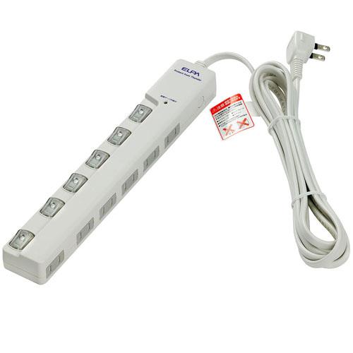 エルパ(ELPA) LEDランプスイッチ付タップ 6個口 横挿し 3m WLS-LY6300RS