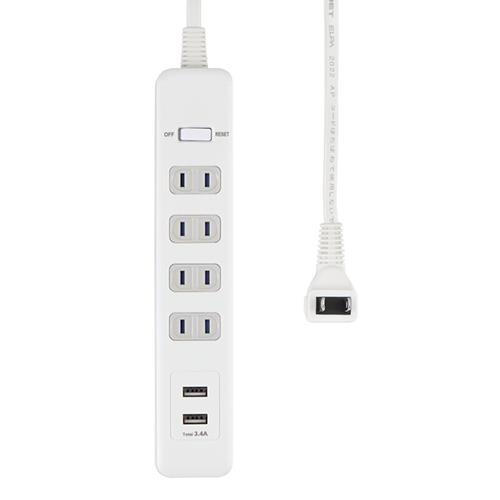 エルパ(ELPA) WLS-4232BUA-W ホワイト 集中スイッチ付USBタップ4P