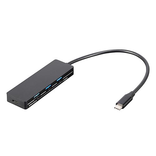 ナカバヤシ UH-C3334-BK ブラック PD対応USB3.2Gen2 4ポート変換アルミハブ STIXシリーズ
