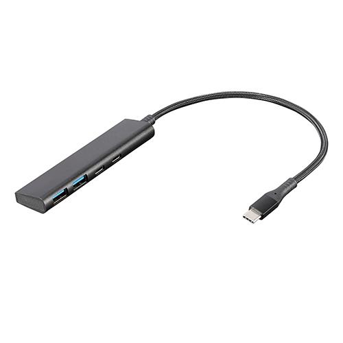 ナカバヤシ UH-C3364-BK(ブラック) USB3.2Gen1Type-C4ポート(Cx2/Ax2) アルミハブ