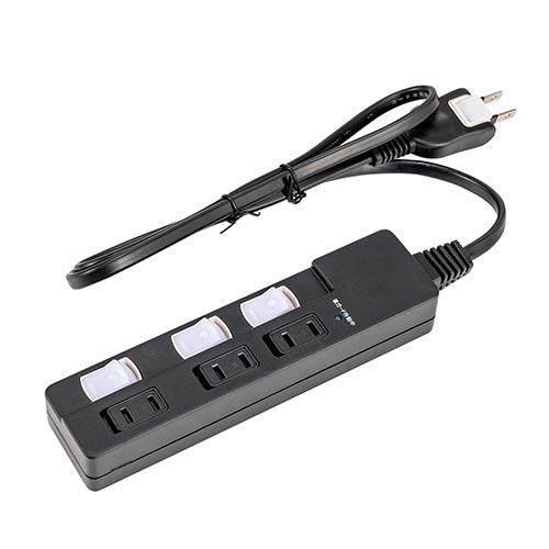 ナカバヤシ TAP-046-20-BK(ブラック) 安全機能搭載スイッチ付OAタップ/3個口/2m