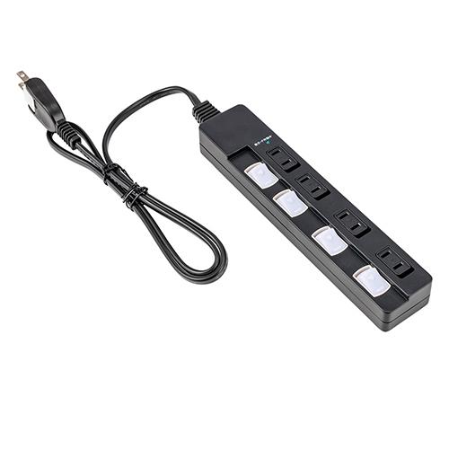 ナカバヤシ TAP-047-20BK(ブラック) 安全機能満載スイッチ付OAタップ 4個口 2m