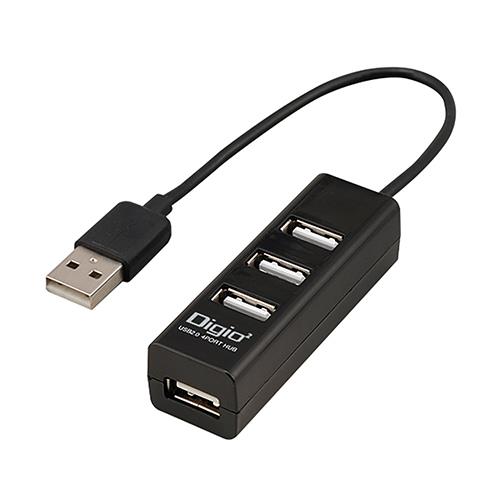 ナカバヤシ UH-2604-BK(ブラック) USB2.0 4ポートハブ/15cm