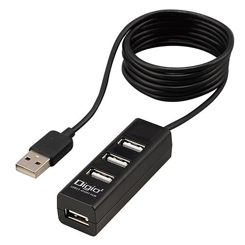 ナカバヤシ UH-2614-BK(ブラック) USB2.0 4ポートハブ/120cm