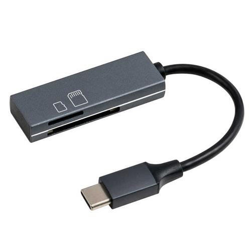ナカバヤシ CRW-CSD89GY(グレー) USB2.0 Type-CアルミSD/microSDカードリーダー･ライター