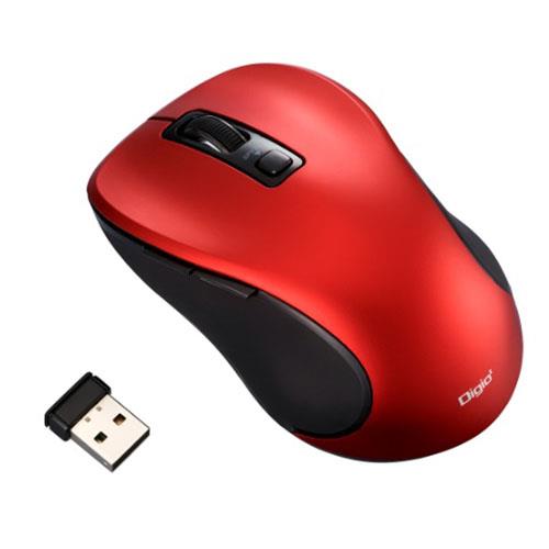 ナカバヤシ MUS-RKF214R レッド 無線静音5ボタンBlueLEDマウス