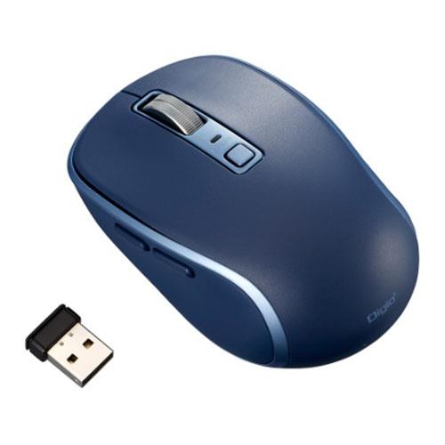 ナカバヤシ MUS-RKF216NB(ネイビー) 無線静音5ボタンBlueLEDマウス