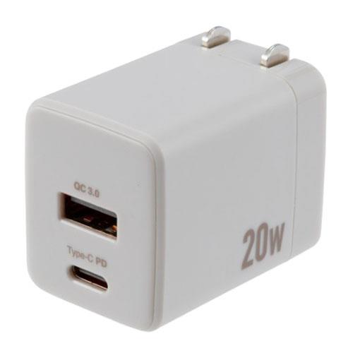ナカバヤシ JYU-ACU011GY グレージュ 20W PD対応 USB AC充電器