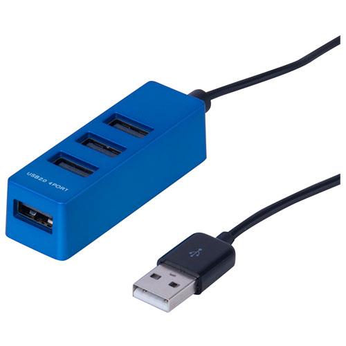 ナカバヤシ UH-2404BL(ブルー) USB2.0 4ポートハブ 30cm