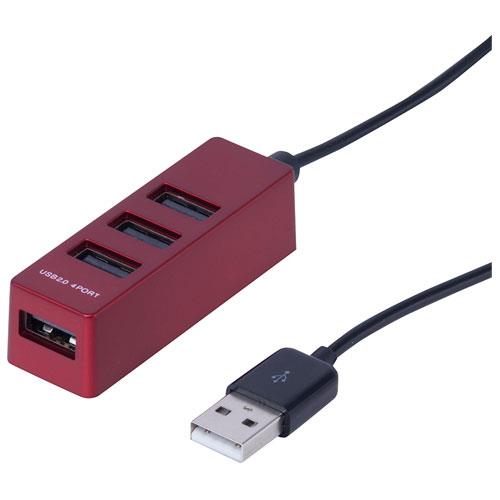 ナカバヤシ UH-2404R(レッド) USB2.0 4ポートハブ 30cm