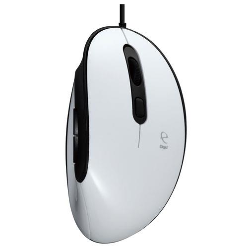 ナカバヤシ MUS-UKF171W(ホワイト) 有線静音5ボタンBlueLEDエルゴノミクスマウス