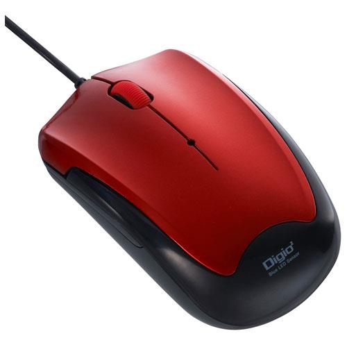 ナカバヤシ MUS-UKT124R(レッド) USB 有線静音3ボタンBlueLEDマウス