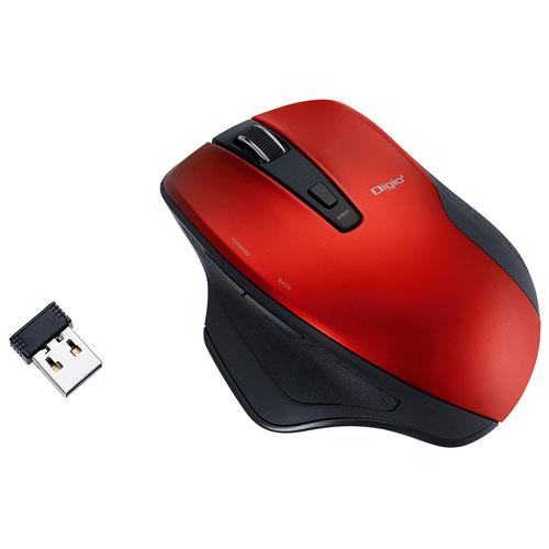 ナカバヤシ MUS-RKF155R レッド 無線静音5ボタンBlueLEDマウス