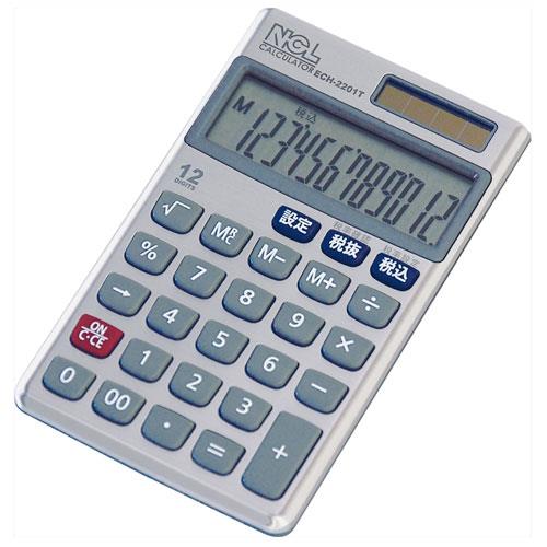 ナカバヤシ ECH-2201T(メタル) 電卓ハンディータイプケース付き 12桁