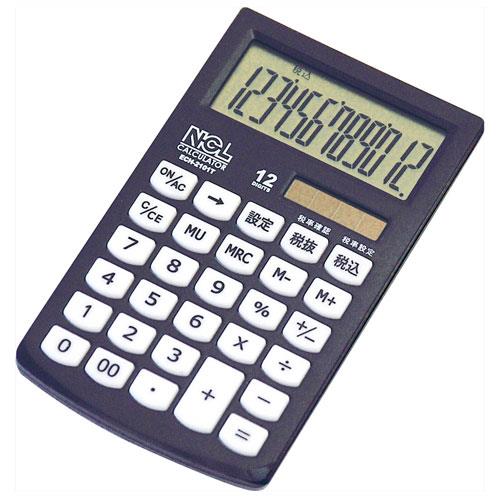 ナカバヤシ ECH-2101T-D(ブラック) 電卓ハンディータイプモノカラー 12桁