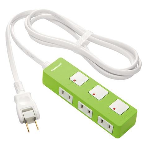 パナソニック(Panasonic) WHS2523GP グリーン 電源タップ 個別スイッチ 2ピン 3個口 2m