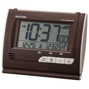 RHYTHM(リズム) 8RZ165SR06(濃茶) 電波めざまし時計 フィットウェーブD165