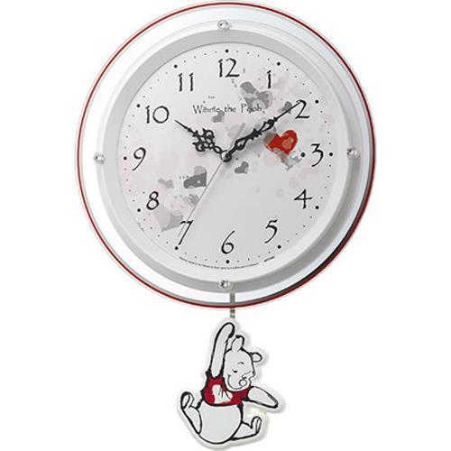 RHYTHM(リズム) 8MX407MC03(白パール色) くまのプーさん 電波掛け時計