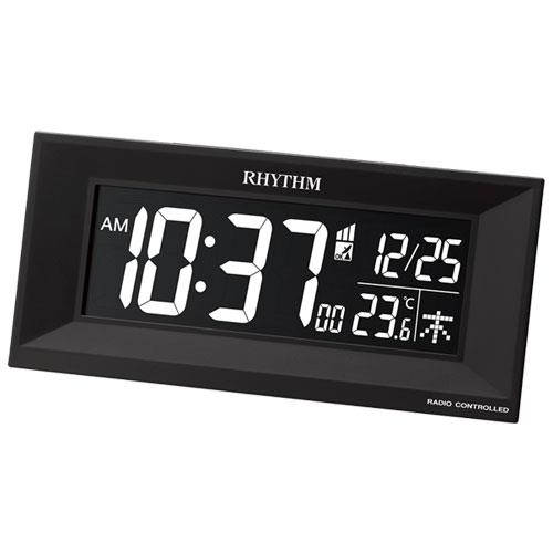 RHYTHM(リズム) 8RZ196SR02(黒) 電波目覚まし時計 Irorai M(イロリア エム)