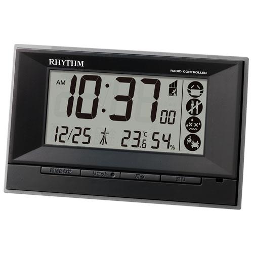 RHYTHM(リズム) 8RZ207SR02(黒) 電波目覚まし時計