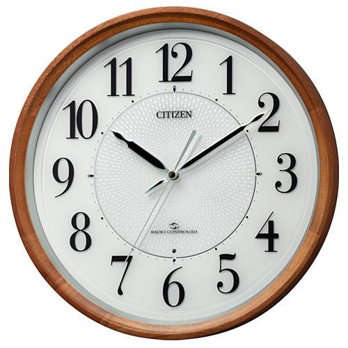 RHYTHM(リズム) 4MY860-006 茶色半艶仕上 白 電波掛け時計