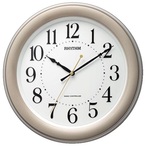 RHYTHM(リズム) 8MY563SR18 ゴールドメタリック色 白 電波掛け時計 フィットウェーブ
