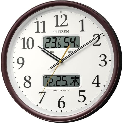RHYTHM(リズム) 8FYA06-006 茶メタリック 電波掛け時計 温度 湿度 カレンダー 連続秒針