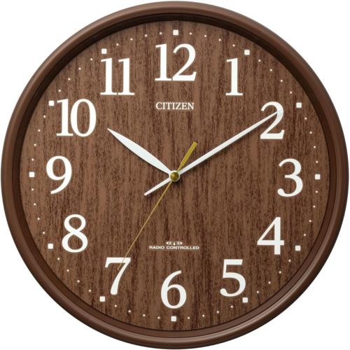 RHYTHM(リズム) 8MY569-006 木目仕上 電波掛け時計 連続秒針 見やすいフォント