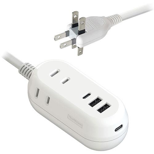 カシムラ(Kashimura) AC-021-WH ホワイト 電源タップ 3個口 上挿し1･横挿し2 1.2m