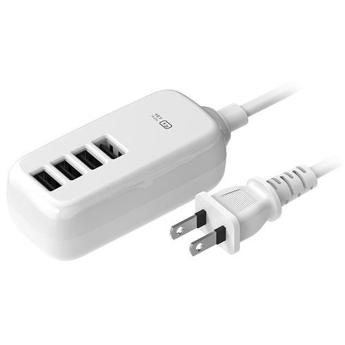 カシムラ(Kashimura) AC-023-WH(ホワイト) ACUSB-4A-4.8A 1.2m リバーシブル 自動識別 USB電源タップ