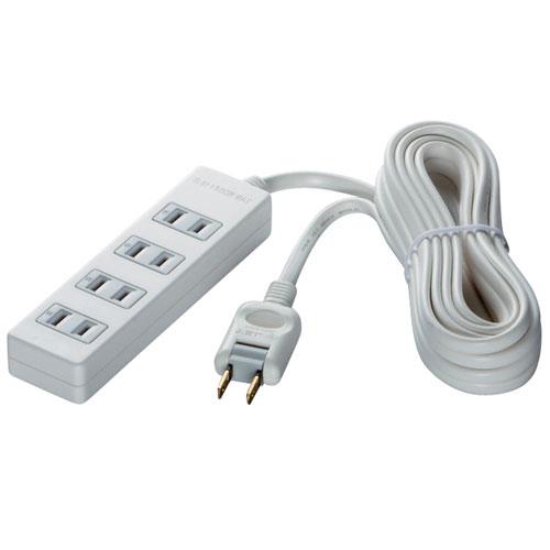 バッファロー(BUFFALO) 2ピン式電源タップ 4個口 上挿し 3m BSTAPSG2430WH ホワイト