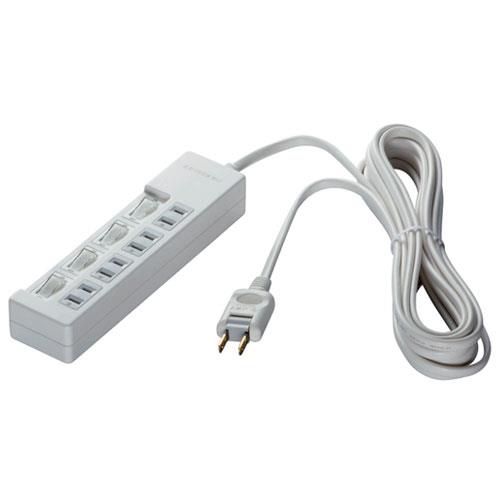 バッファロー(BUFFALO) 2ピン式電源タップ 4個口(上挿し) 5m BSTAPSW2450WH(ホワイト)