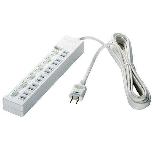 バッファロー(BUFFALO) 2ピン式電源タップ 6個口(上挿し) 1m BSTAPSW2610WH(ホワイト)