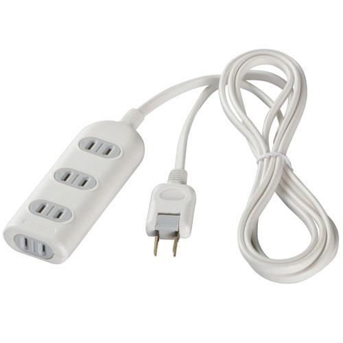 バッファロー(BUFFALO) 2ピン式電源タップ 4個口(上挿し3・横挿し1) 3m BSTAPST2430WH(ホワイト)