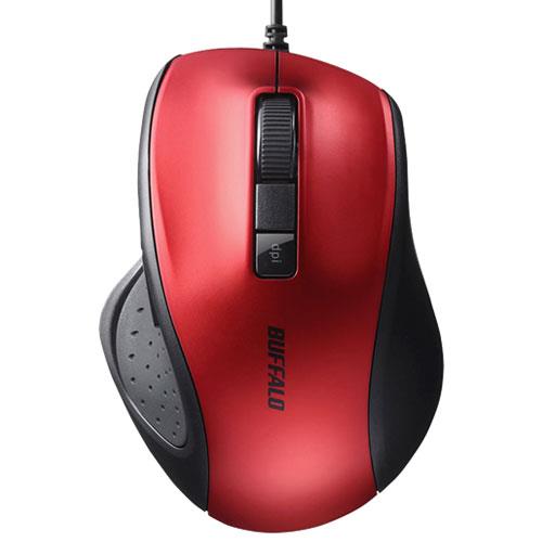 バッファロー(BUFFALO) BSMBU300RD(レッド) USB 有線BlueLED光学式マウス 静音 5ボタン