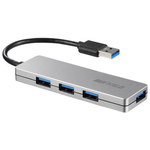 バッファロー(BUFFALO) BSH4U120U3SV シルバー 4ポートUSBハブ 10cm