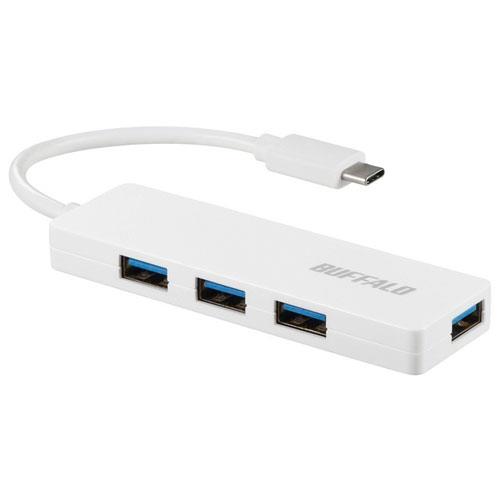 バッファロー(BUFFALO) BSH4U120C1WH ホワイト 4ポートUSBハブ 10cm