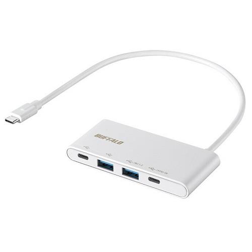 バッファロー(BUFFALO) BSH4U500C1PWH ホワイト USBハブ 30cm