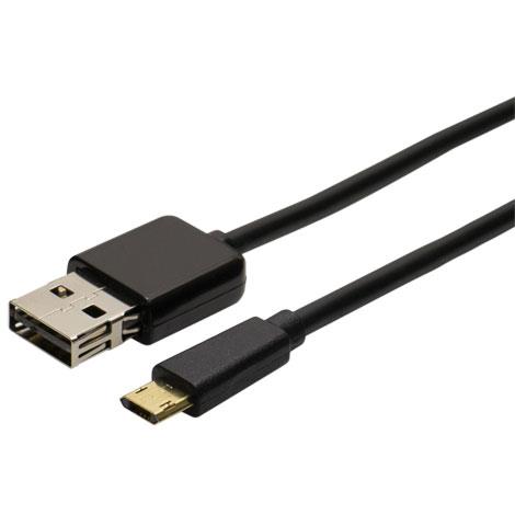 ミヨシ USB-RR201/BK(ブラック) リバーシブルコネクタ搭載 microUSBケーブル 0.15m