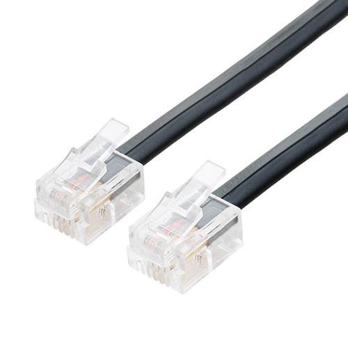 ミヨシ DC-401-BK(ブラック) 電話機コード スタンダード 6極4芯/2芯 タイプ 1m