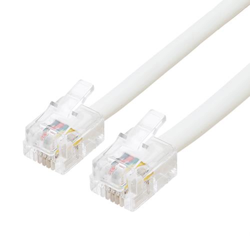 ミヨシ DC-403-WH(ホワイト) 電話機コード スタンダード 6極4芯/2芯 タイプ 3m