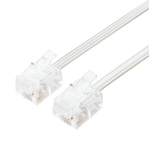 ミヨシ DC-F405-WH ホワイト 電話機コード フラット 6極/4芯/2芯 タイプ 5m