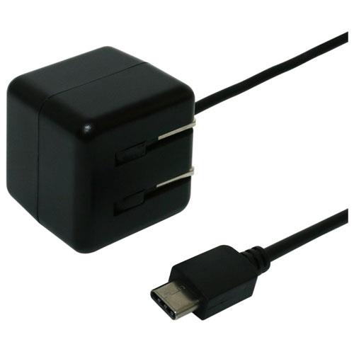 ミヨシ IPA-CC20A/BK ブラック キューブ型充電用ACアダプタ ケーブル一体型 2.4A出力対応