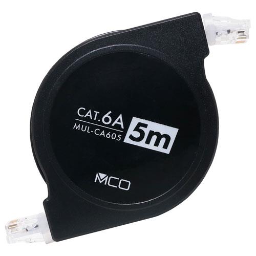 ミヨシ MUL-CA605/BK カテゴリー6A コードリールLANケーブル 5m