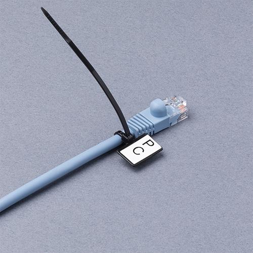 ミヨシ CW-MT100-BK(黒) マーカータイ 2.5×100mm 20本 表示シール付