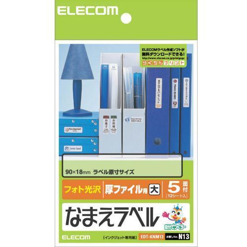 エレコム(ELECOM) EDT-KNM13 なまえラベル 厚ファイル用･大 光沢 はがきサイズ 5面 12シート